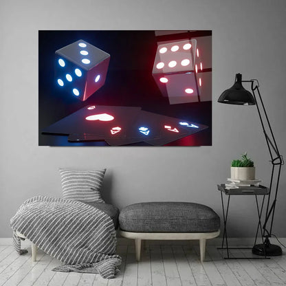 Neon Playing Cards Glass Wall Art - LUXARTDECO