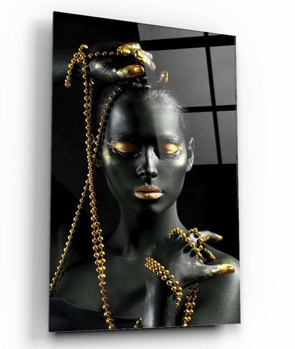 La Femme d'Or Tableau en Verre Trempé