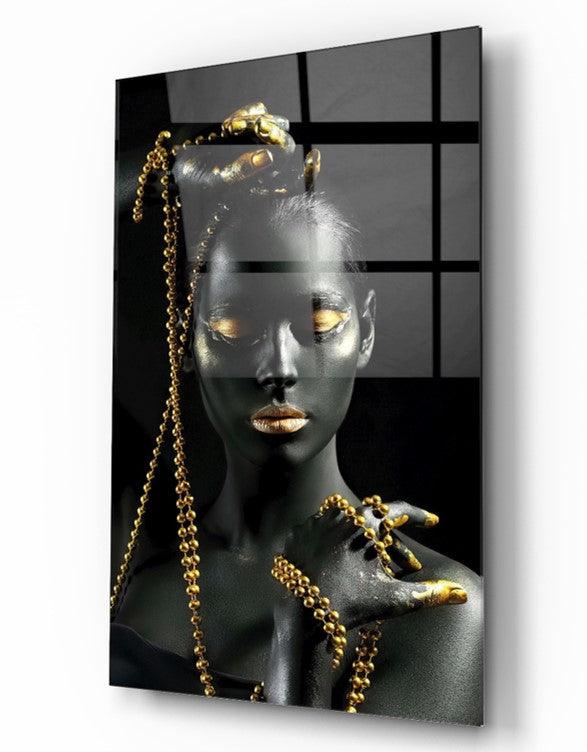 La Femme d'Or Tableau en Verre Trempé