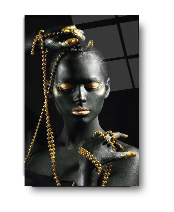 La Femme d'Or Tableau en Verre Trempé