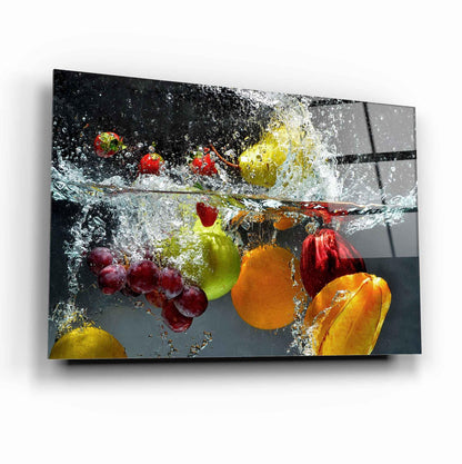 Fruit Water Splash Glass Wall Art - LUXARTDECO