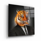 Business Tiger Glass Wall Art - LUXARTDECO