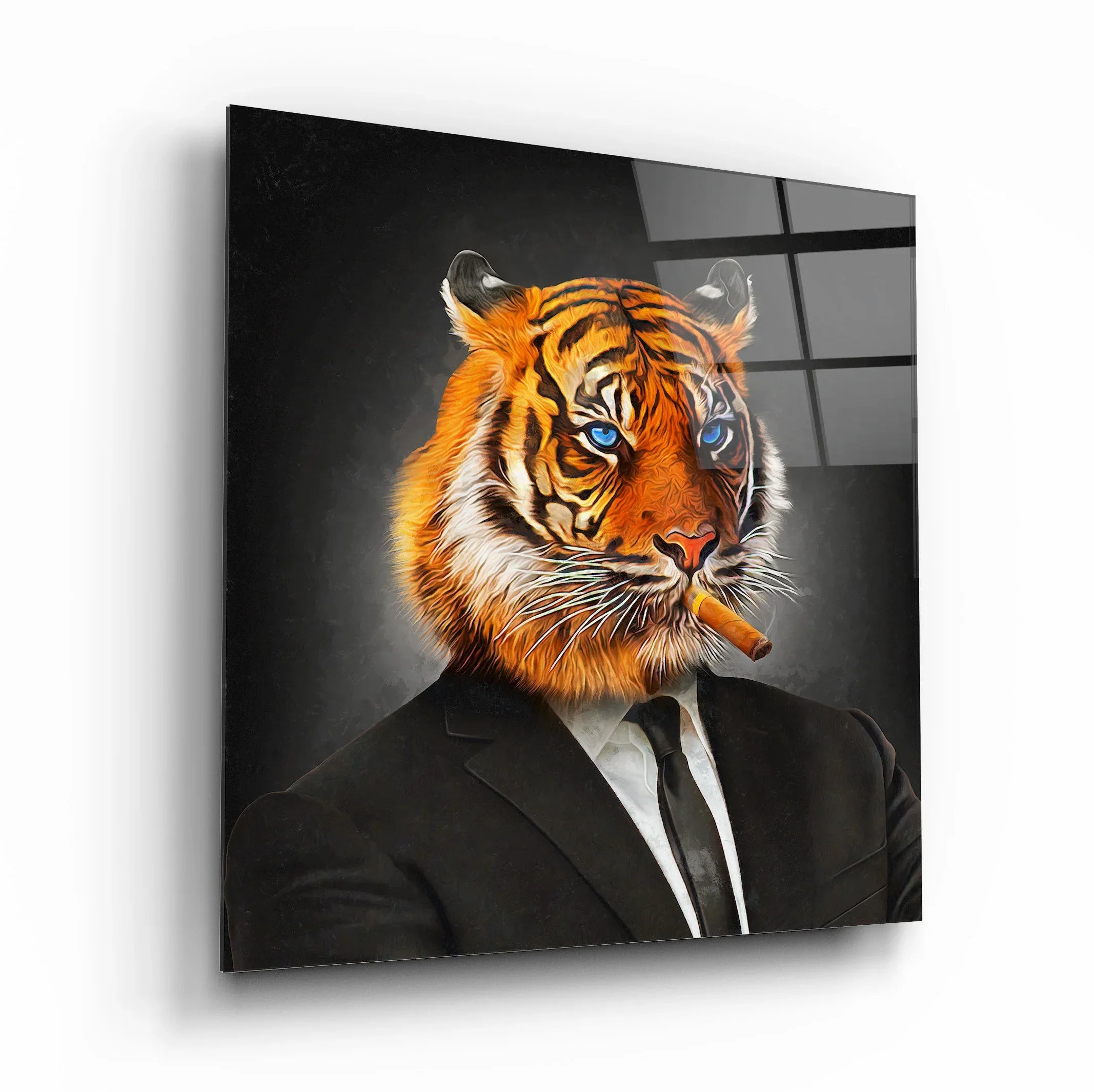 Business Tiger Glass Wall Art - LUXARTDECO