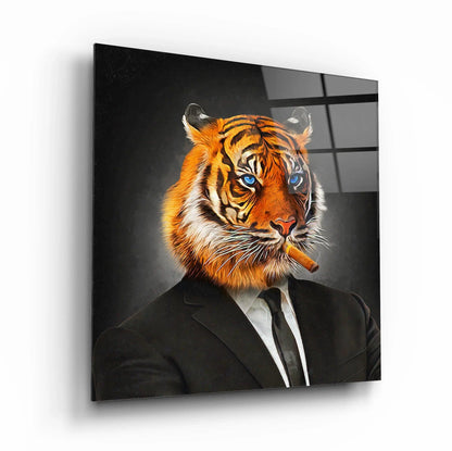 Business Tiger Glass Wall Art - LUXARTDECO