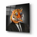 Business Tiger Glass Wall Art - LUXARTDECO