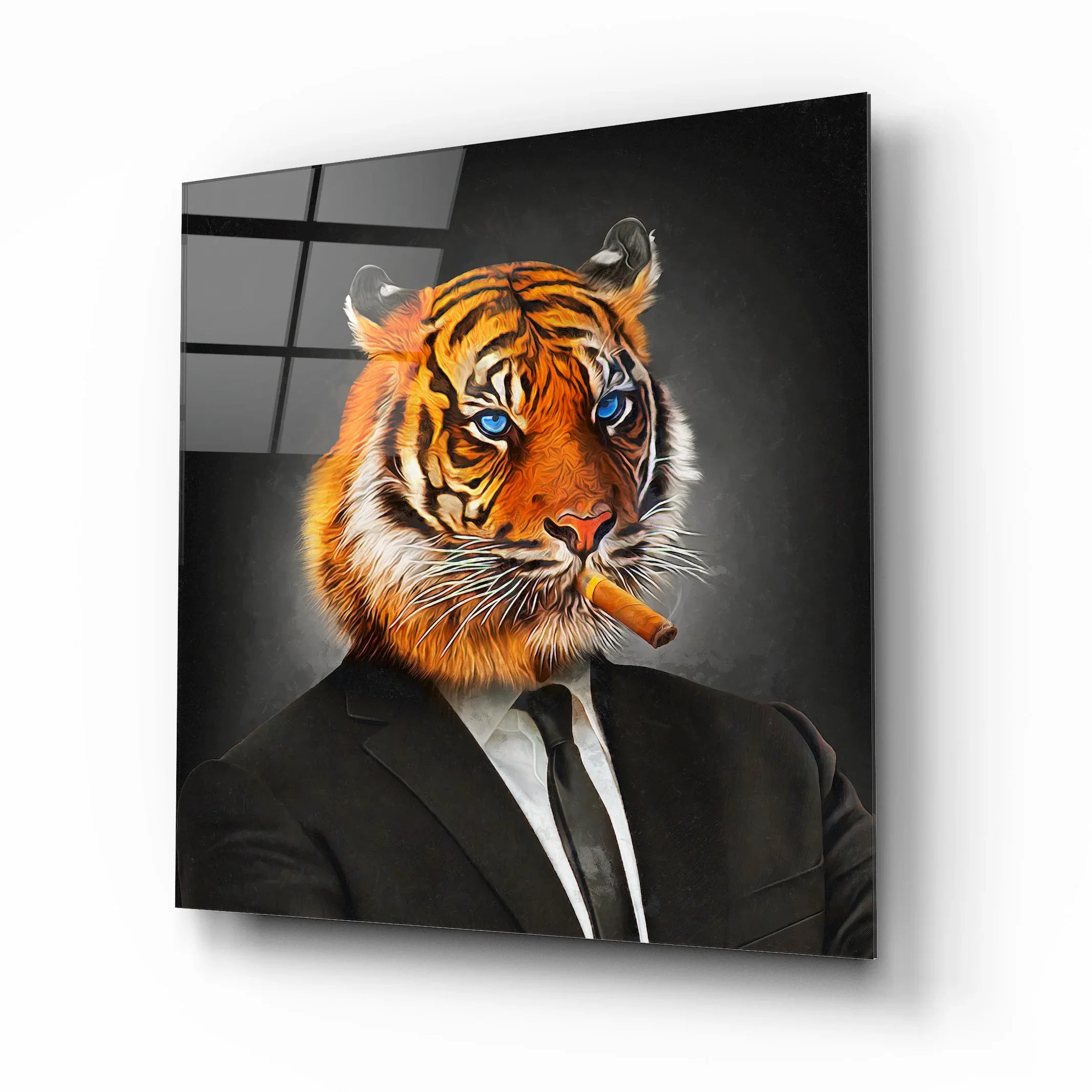 Business Tiger Glass Wall Art - LUXARTDECO