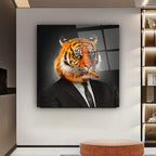 Business Tiger Glass Wall Art - LUXARTDECO