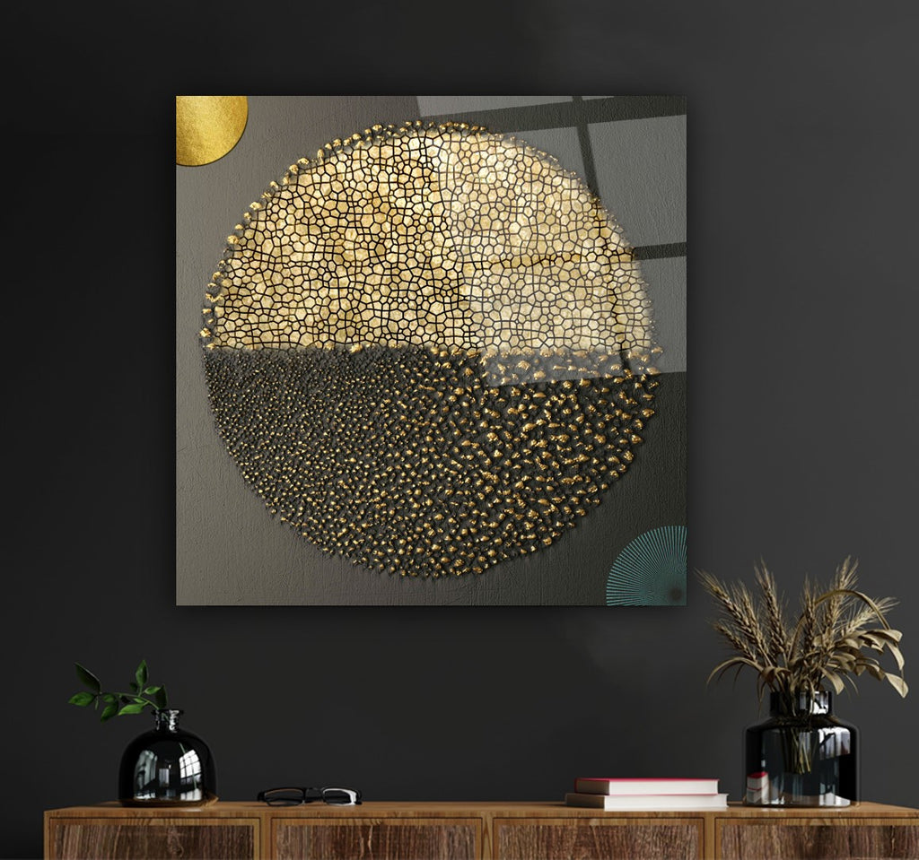 Abstract Gold Glass Wall Art