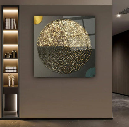 Black and Gold Abstract Glass Wall Art - LUXARTDECO