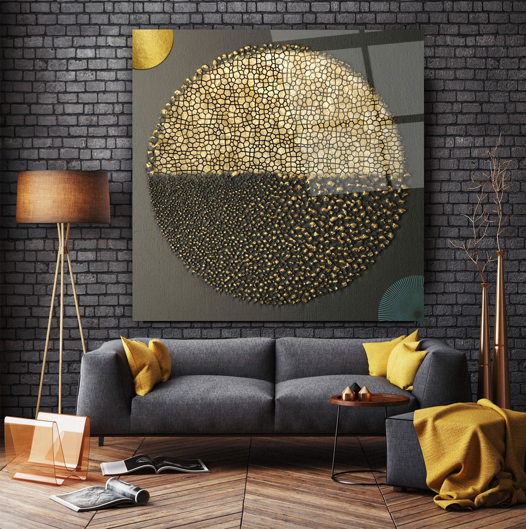 Abstract Gold Glass Wall Art