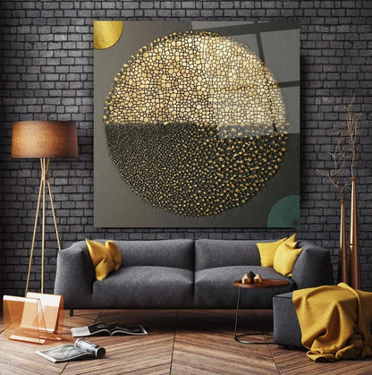 Black and Gold Abstract Glass Wall Art - LUXARTDECO