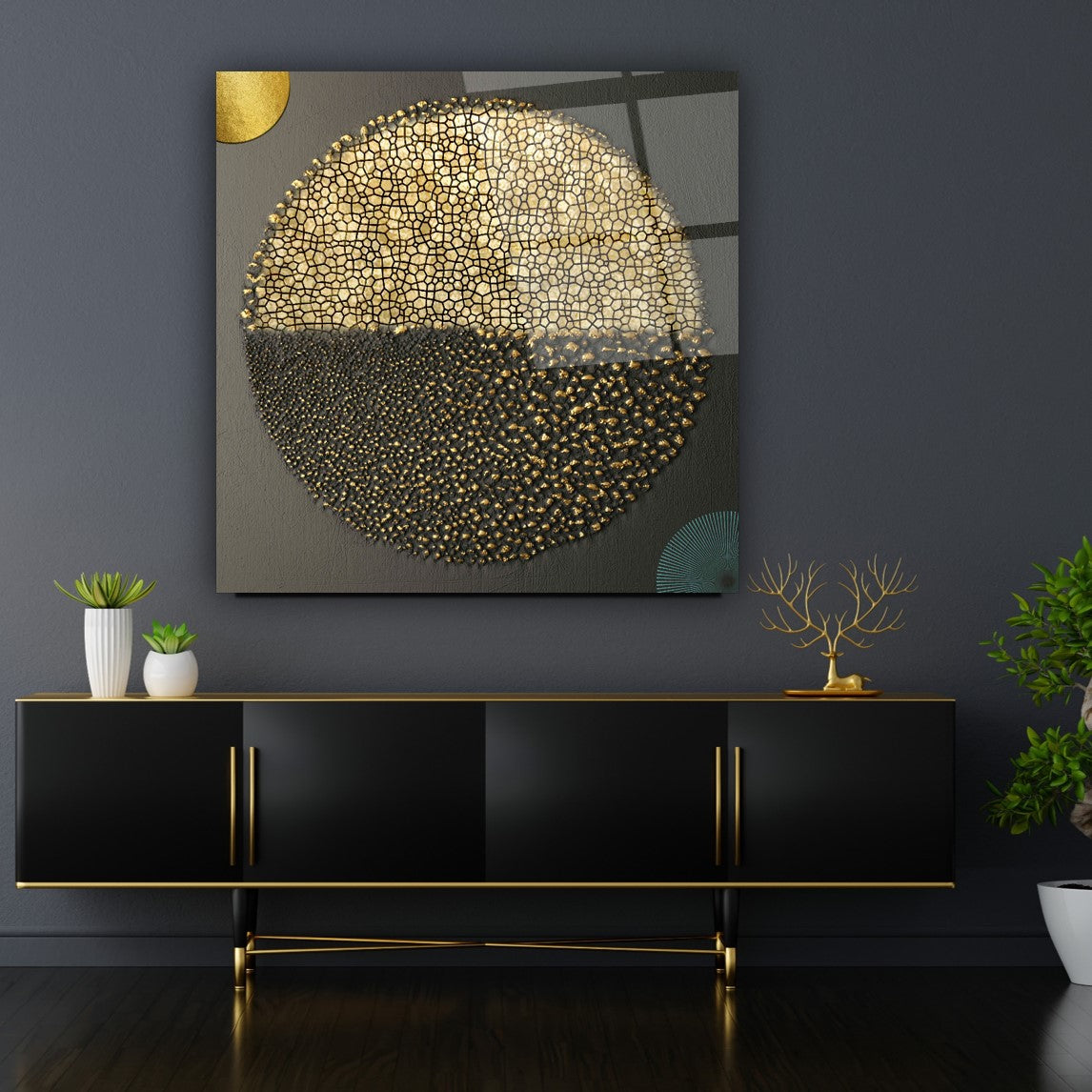 Abstract Gold Glass Wall Art