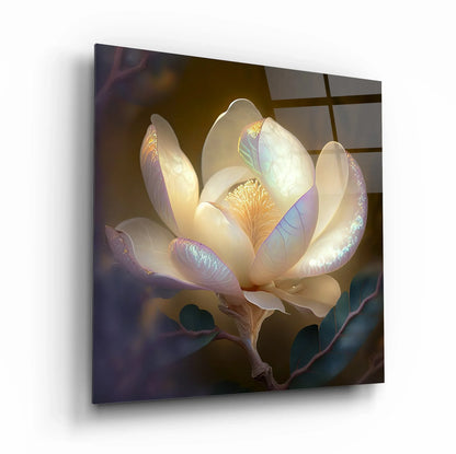 Pearl Magnolia Glass Wall Art - LUXARTDECO