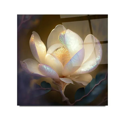 Pearl Magnolia Glass Wall Art - LUXARTDECO