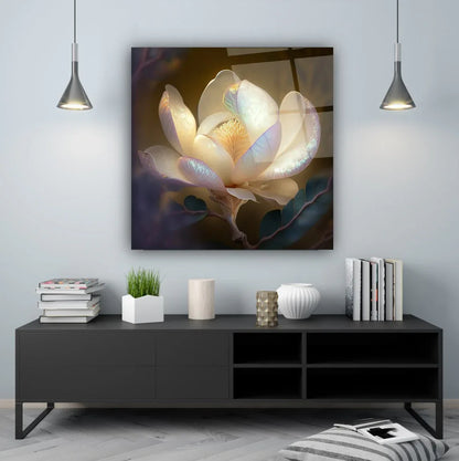 Pearl Magnolia Glass Wall Art - LUXARTDECO