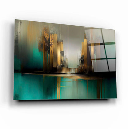 Green Abstract Glass Wall Art - LUXARTDECO