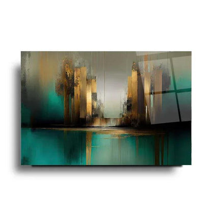 Green Abstract Glass Wall Art - LUXARTDECO
