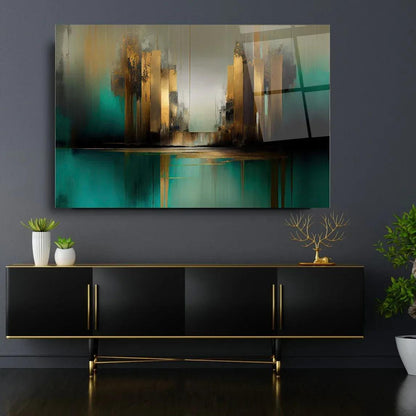 Green Abstract Glass Wall Art - LUXARTDECO