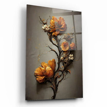 Orange Flower Glass Wall Art - LUXARTDECO