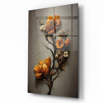 Orange Flower Glass Wall Art - LUXARTDECO