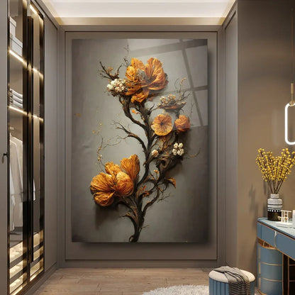 Orange Flower Glass Wall Art - LUXARTDECO