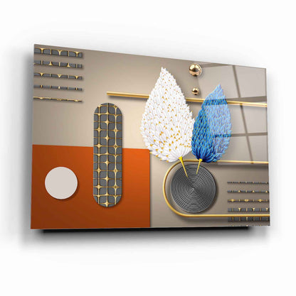 Piume Astratte 3D Quadro in Vetro Temperato