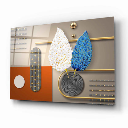 Piume Astratte 3D Quadro in Vetro Temperato