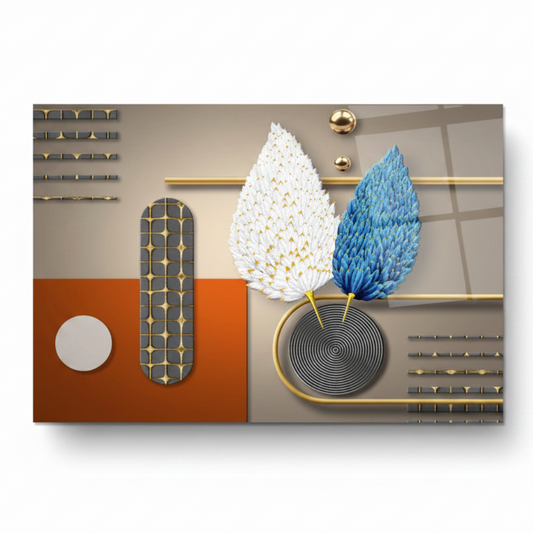 3D Abstract Feathers Glass Wall Art