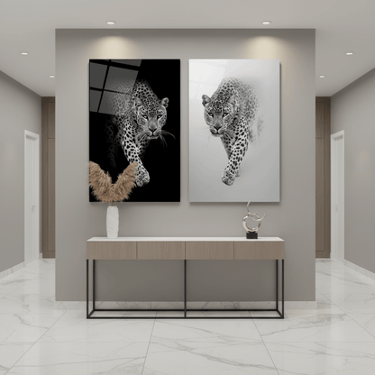 Léopard Duo Tableau en Verre Trempé