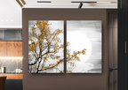 Ensemble de deux tableaux muraux en verre Arbre et Lune