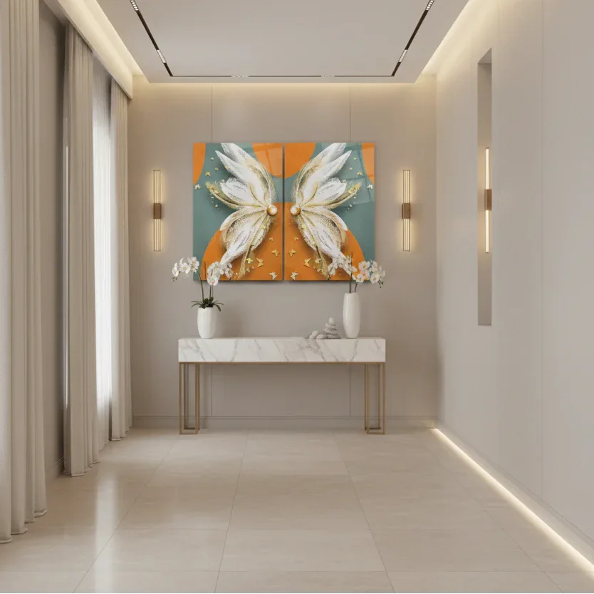 Butterfly Duo Glass Wall Art Set - LUXARTDECO