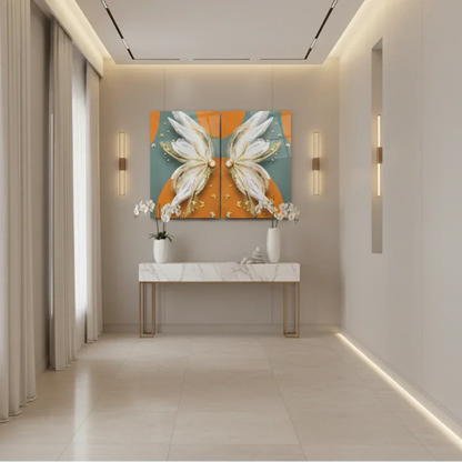 Butterfly Duo Glass Wall Art Set - LUXARTDECO