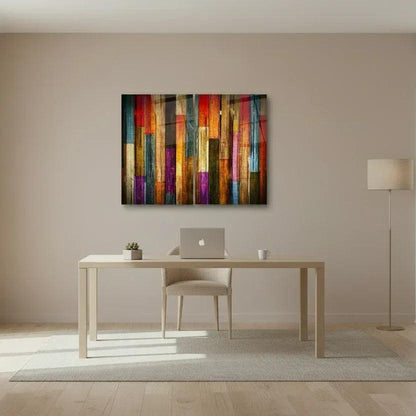 Colorful Wood Texture Duo Glass Wall Art Set - LUXARTDECO