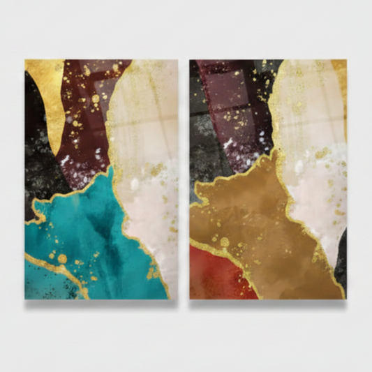 Colorful Marble Duo Glass Wall Art Set