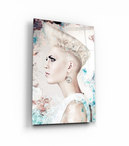 Contrasting Women Portraits Glass Wall Art