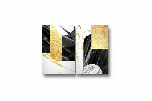 Marble Duo Glass Wall Art Set - LUXARTDECO