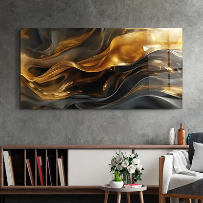 Black&Gold Glass Wall Art - LUXARTDECO