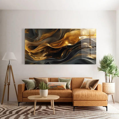 Black&Gold Glass Wall Art - LUXARTDECO