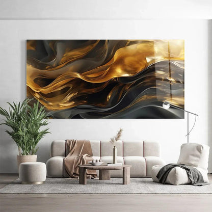Black&Gold Glass Wall Art - LUXARTDECO