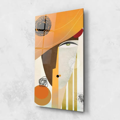 Orange Face Glass Wall Art - LUXARTDECO