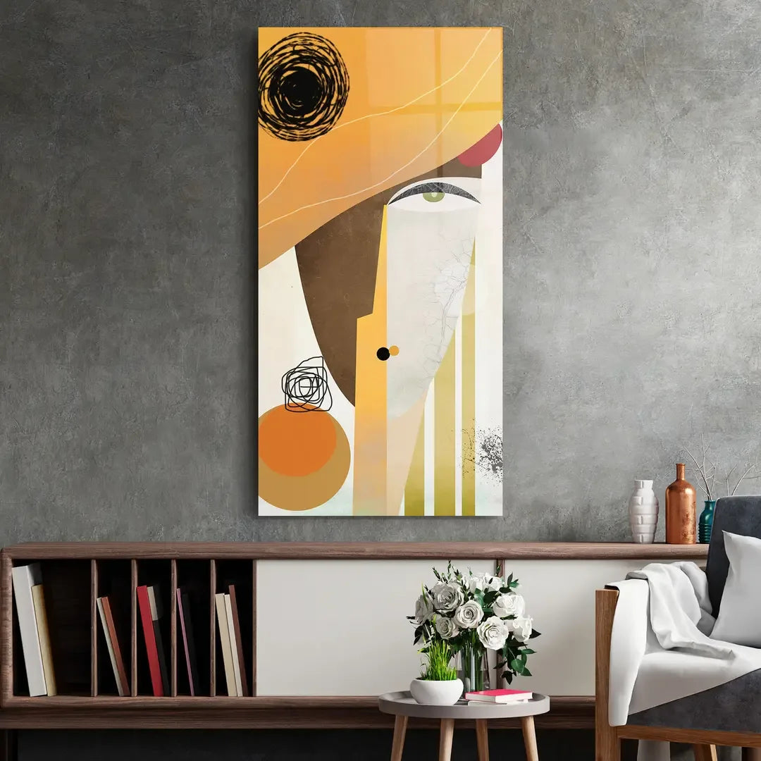 Orange Face Glass Wall Art - LUXARTDECO