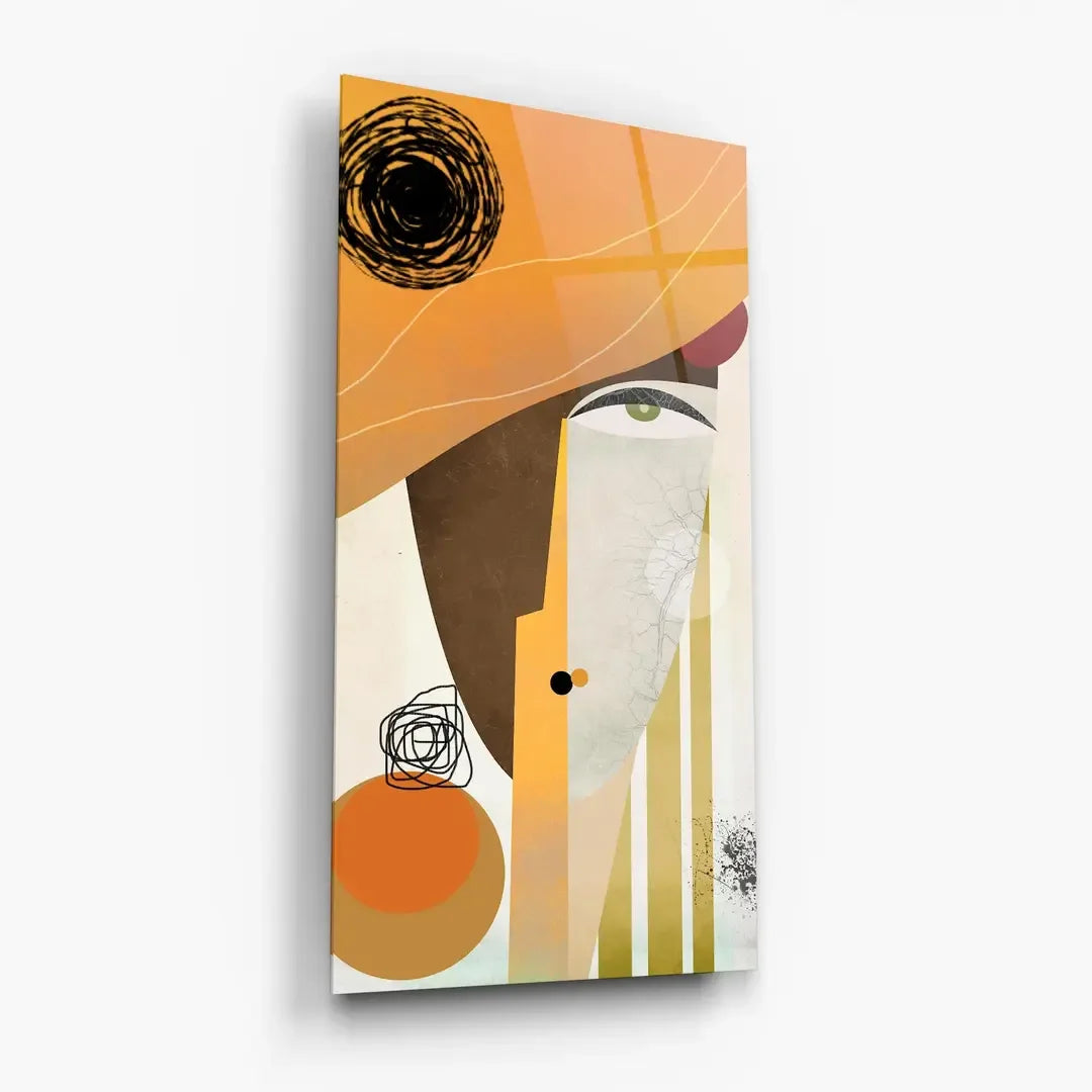 Orange Face Glass Wall Art - LUXARTDECO