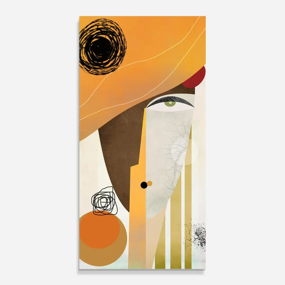 Orange Face Glass Wall Art - LUXARTDECO
