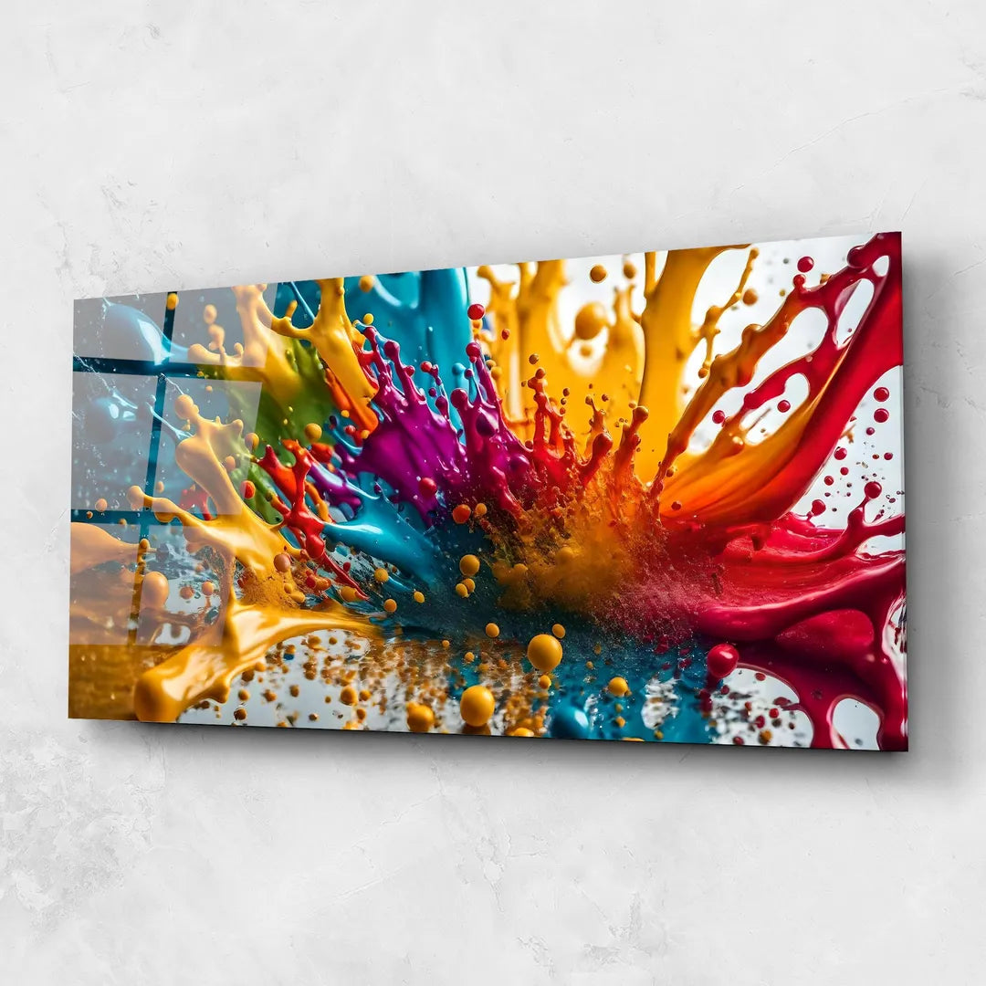 Décoration murale en verre avec éclaboussures de couleur