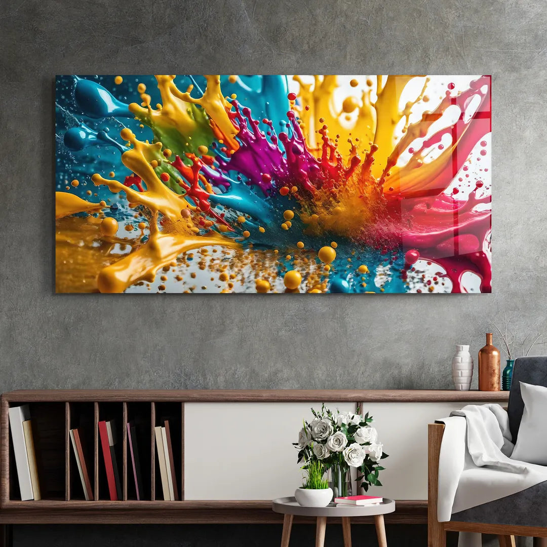 Décoration murale en verre avec éclaboussures de couleur