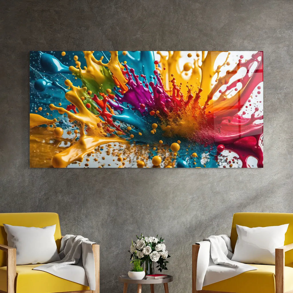 Décoration murale en verre avec éclaboussures de couleur