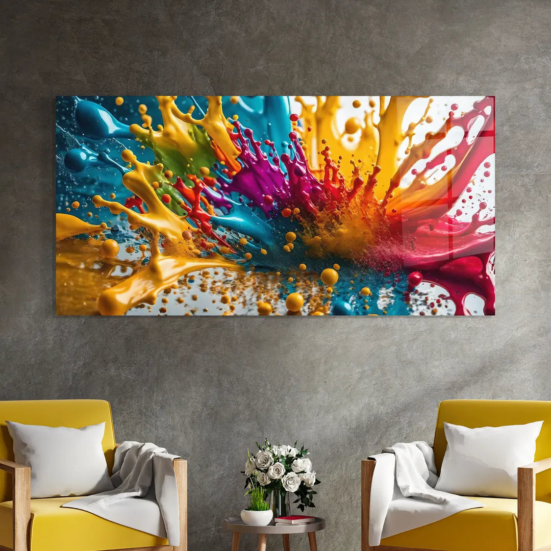 Décoration murale en verre avec éclaboussures de couleur