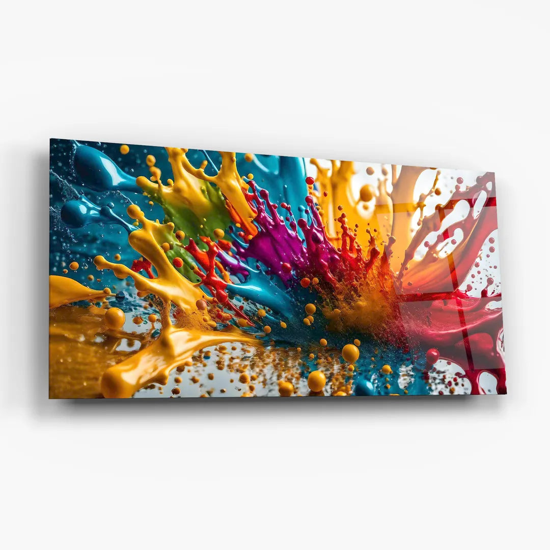 Décoration murale en verre avec éclaboussures de couleur