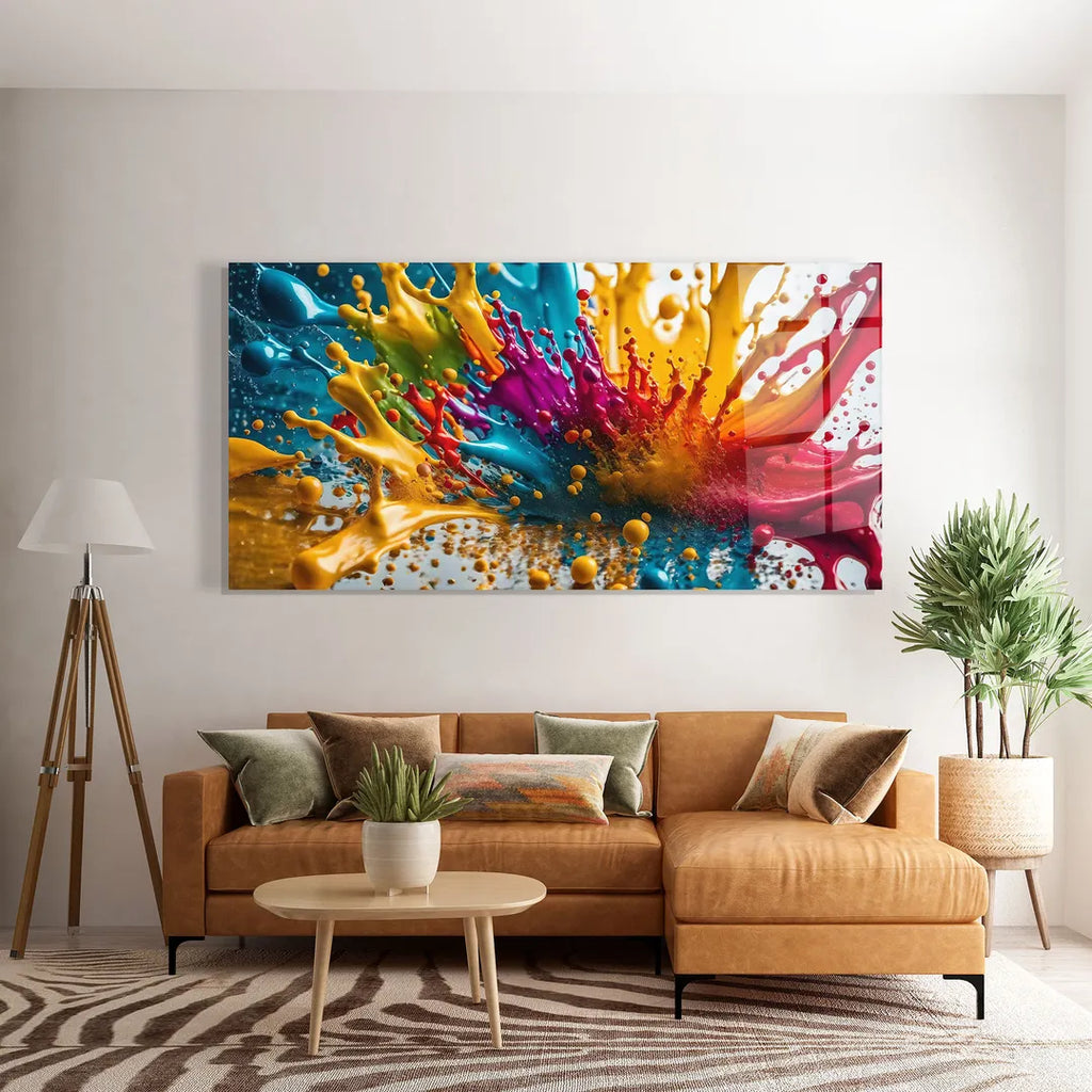 Décoration murale en verre avec éclaboussures de couleur