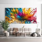 Décoration murale en verre avec éclaboussures de couleur